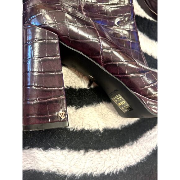 Rachel Zoe Burgundy Mahogany Croc-Embossed Maya Platform Boot Burgundy Size 10 - Picture 6 of 7